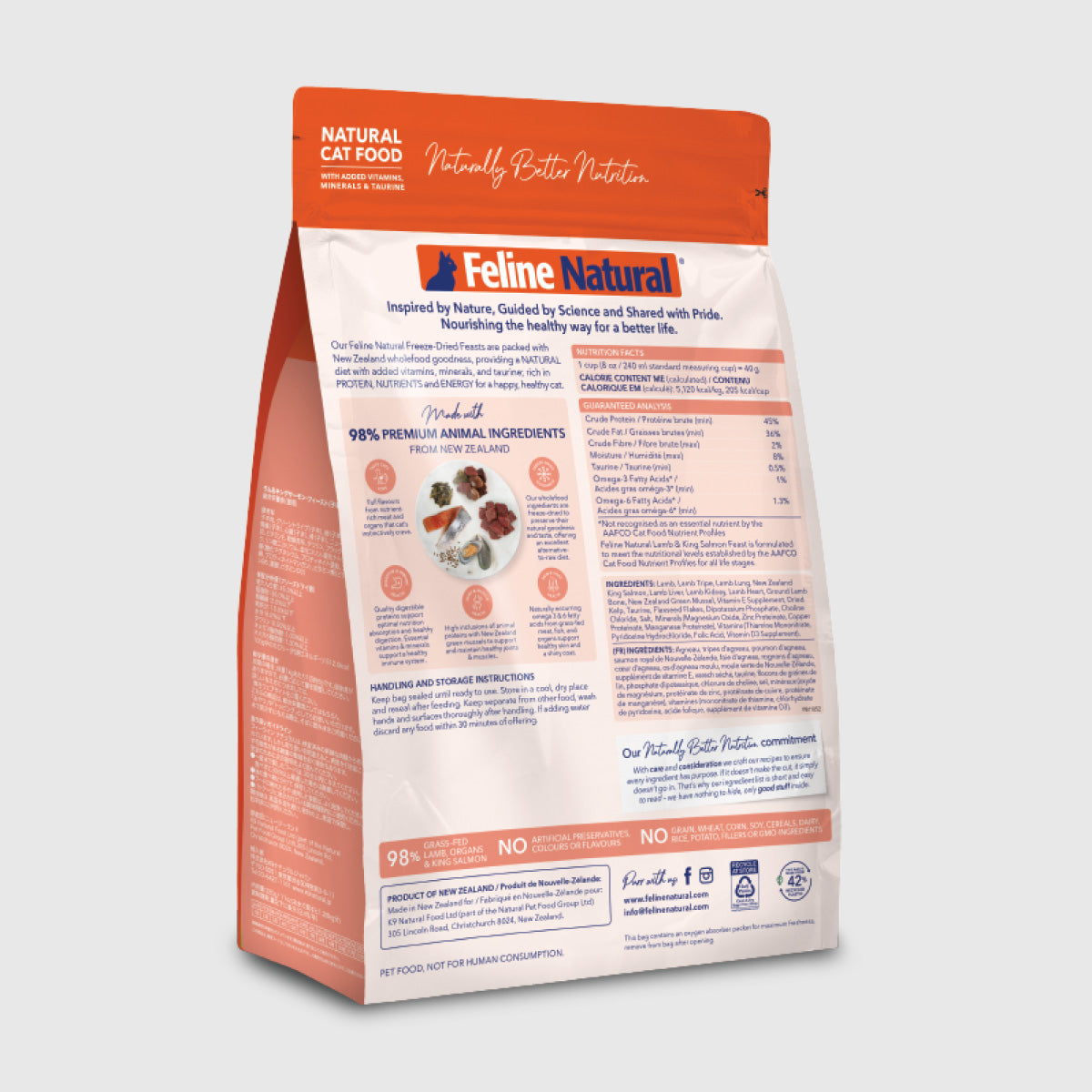 Feline Natural Lamb & King Salmon Feast Freeze Dried Cat Food