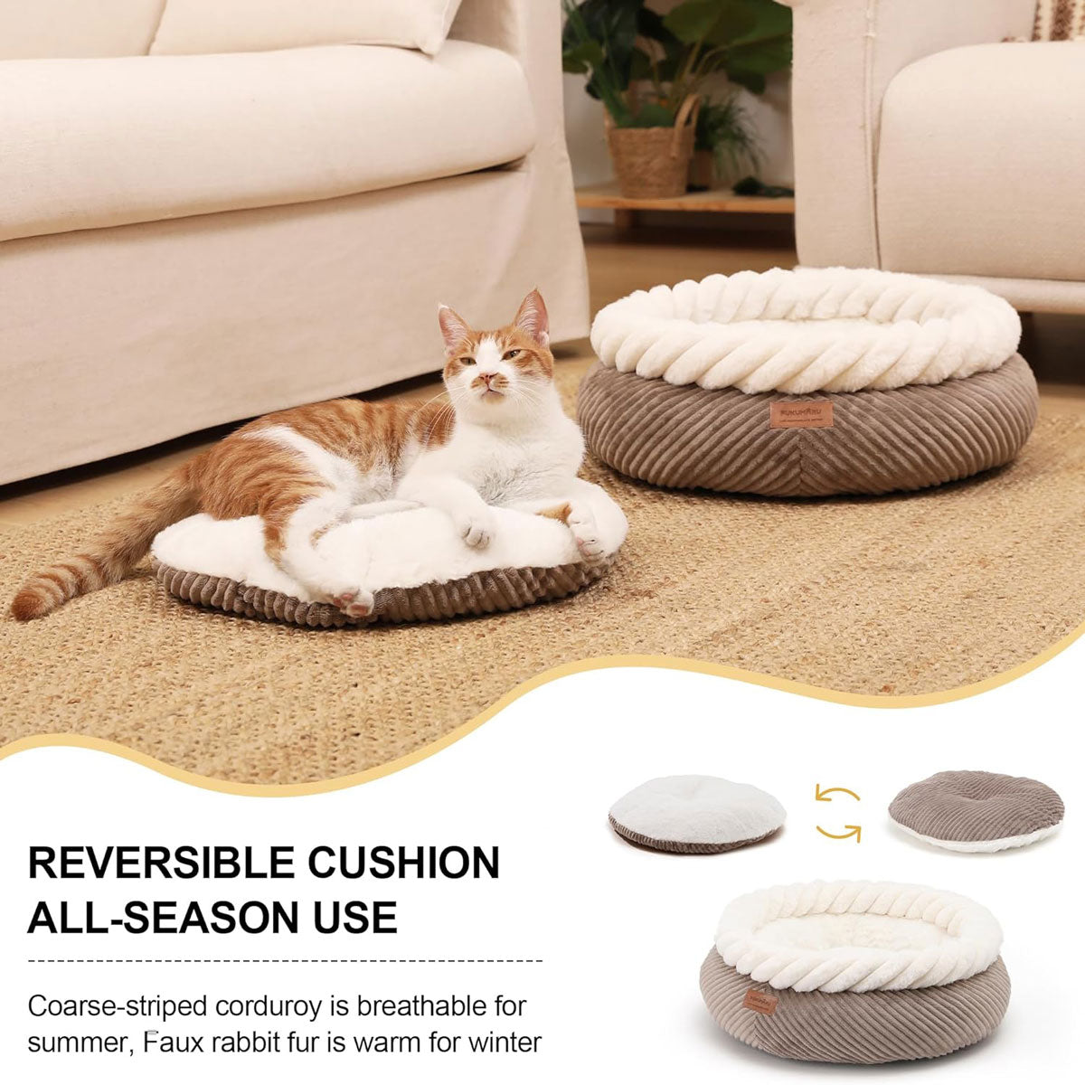 Fukumaru Deep Sleep Round Cat Bed