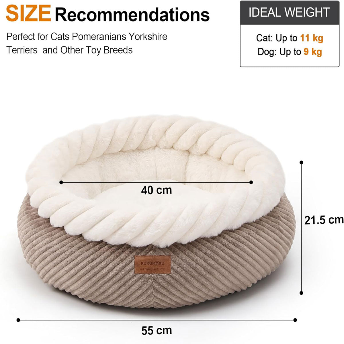 Fukumaru Deep Sleep Round Cat Bed