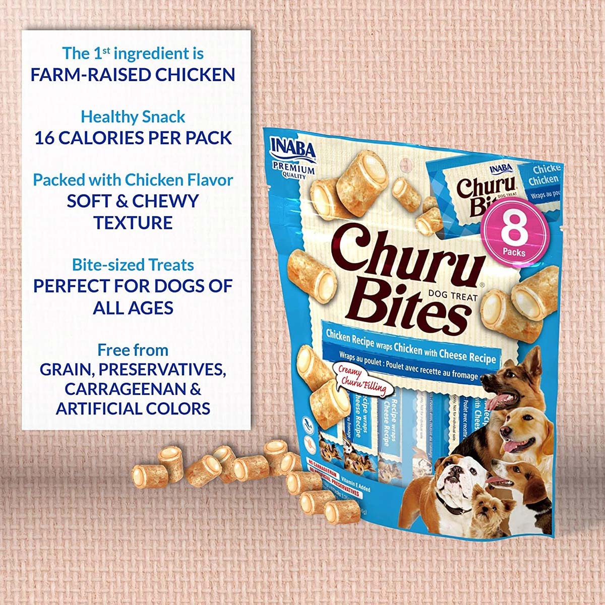 INABA Churu Bites Chicken Wraps With Chicken Recipe Dog Treats
