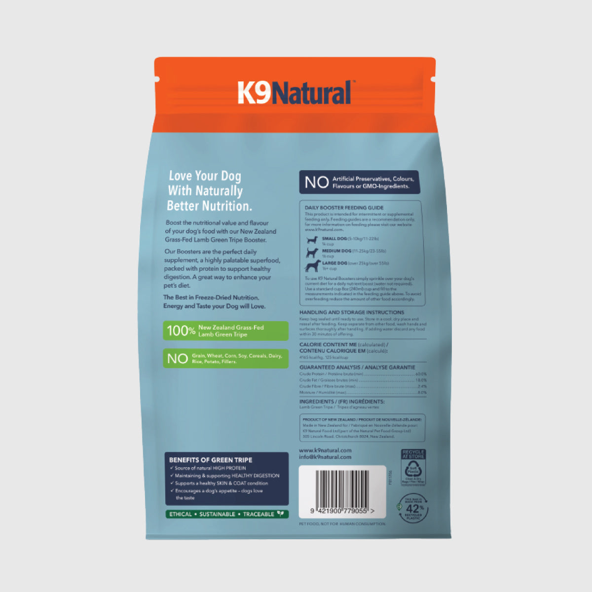 K9 Natural Lamb Green Tripe Freeze Dried Dog Food Booster