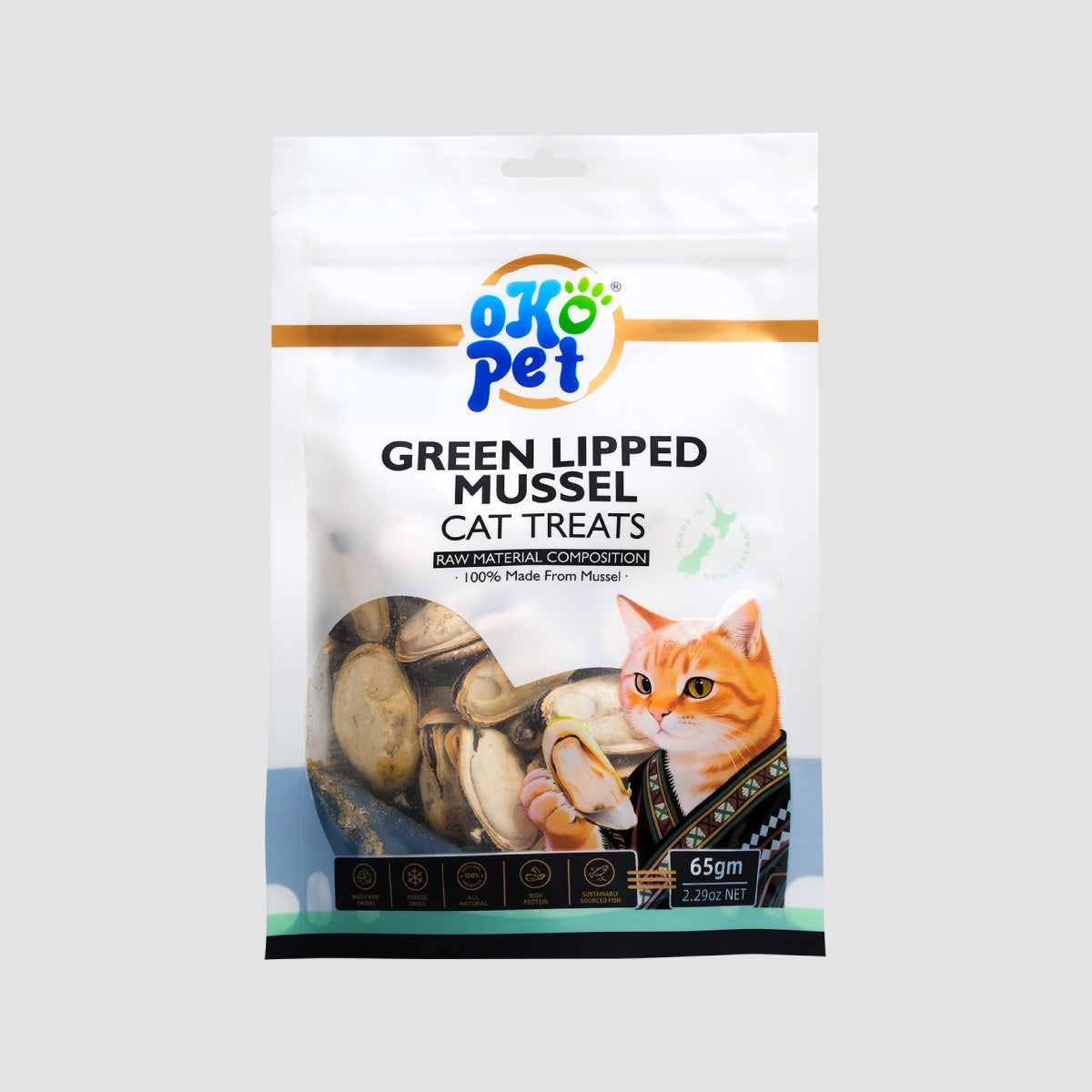 OKO PET Green Lipped Mussel Cat Treats 65g