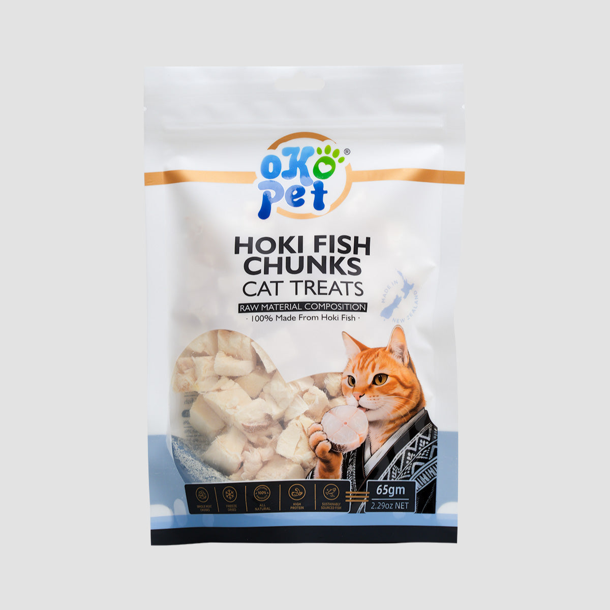 OKO PET Hoki Fish Chunks Cat Treats 65g