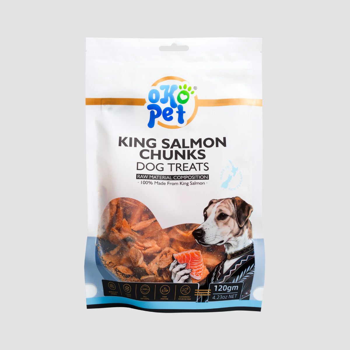 OKO PET King Salmon Chunks Dog Treats 100g/120g