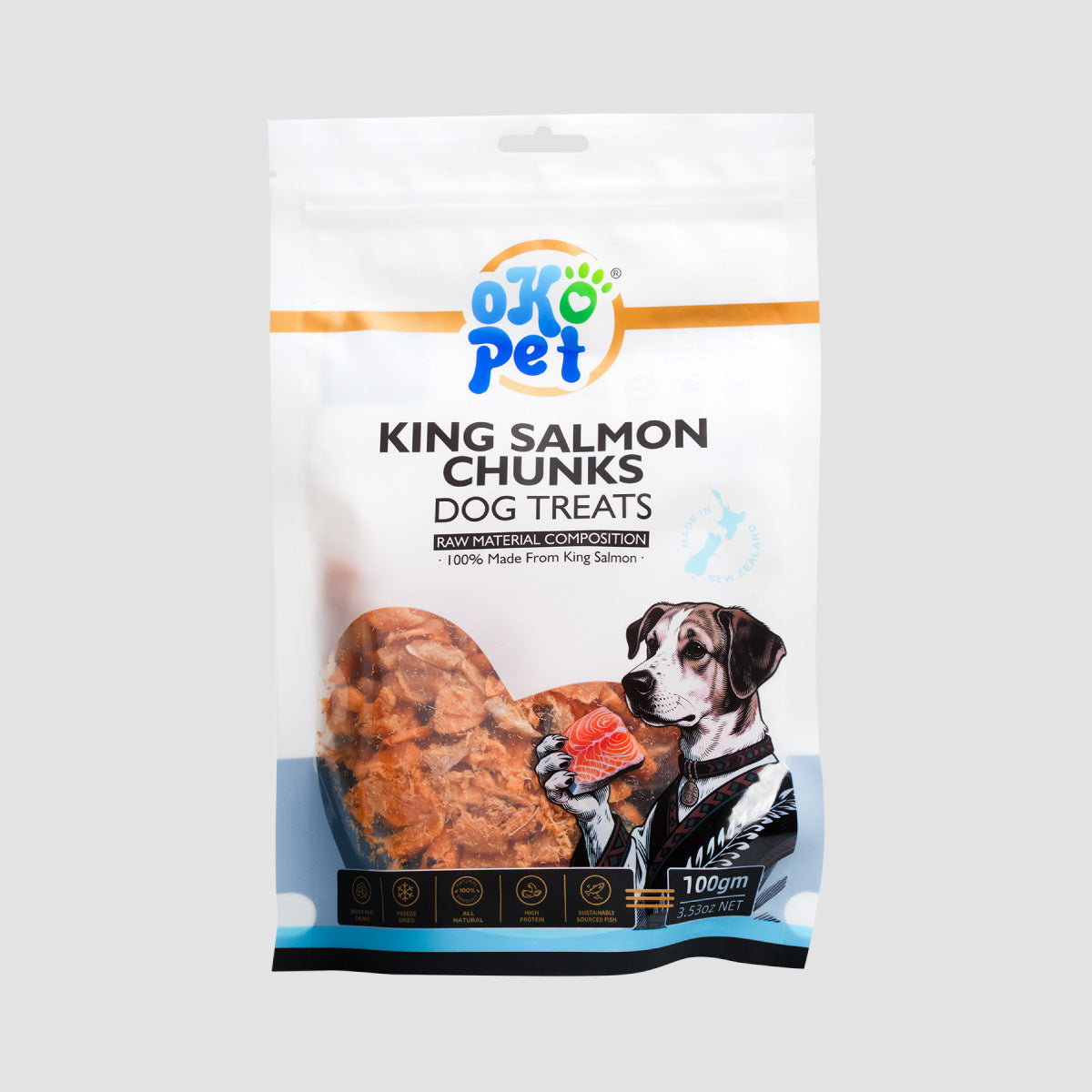 OKO PET King Salmon Chunks Dog Treats 100g/120g