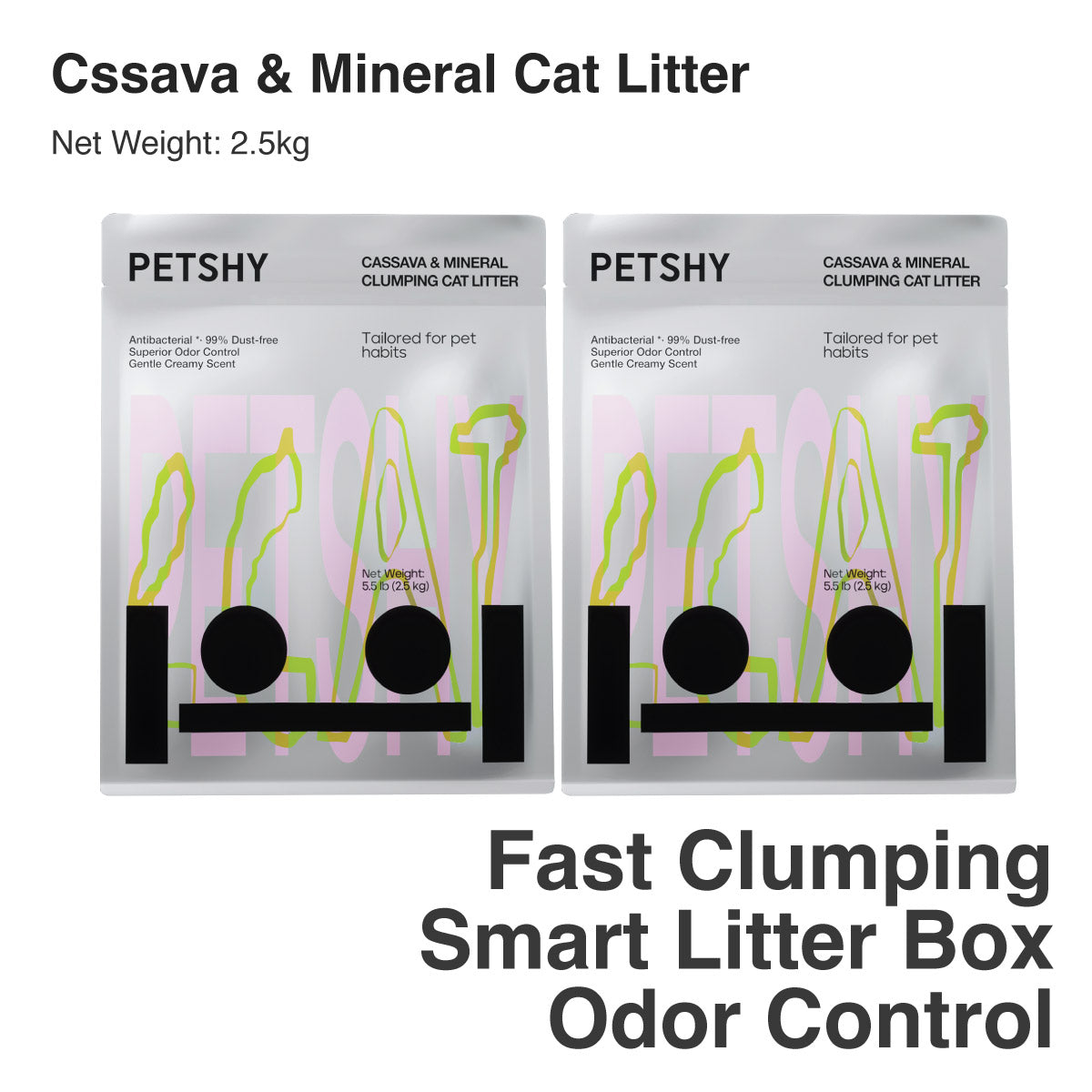 PETSHY Cassava & Mineral Mixed Cat Litter