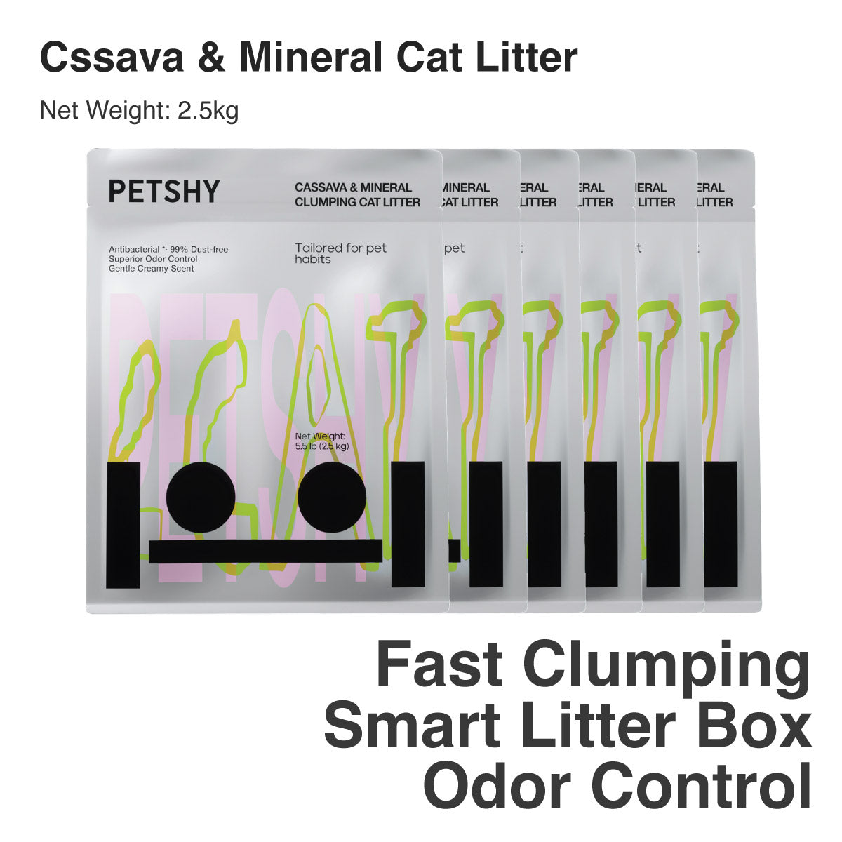 PETSHY Cassava & Mineral Mixed Cat Litter