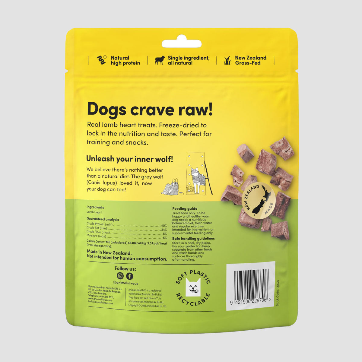 ANIMALS LIKE US Grass-Fed Lamb Heart Freeze Dried Dog Treats