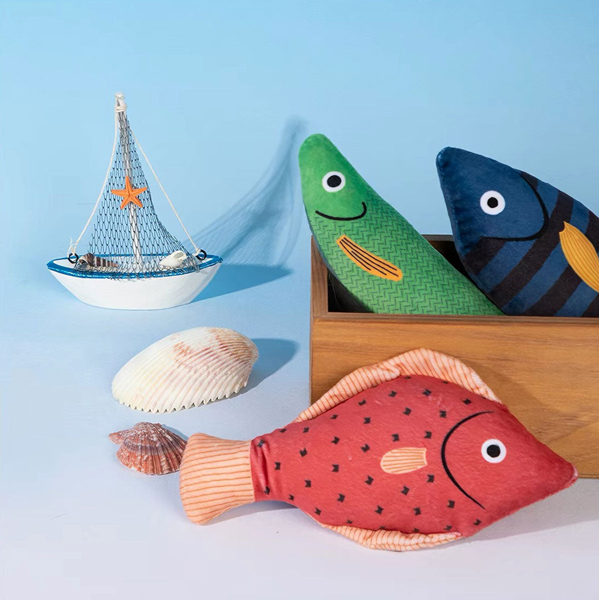 Orange Striped Fish Catnip Cat Toy