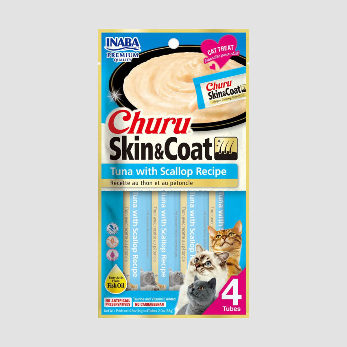 INABA Churu Skin & Coat Tuna with Scallop Cat Treat
