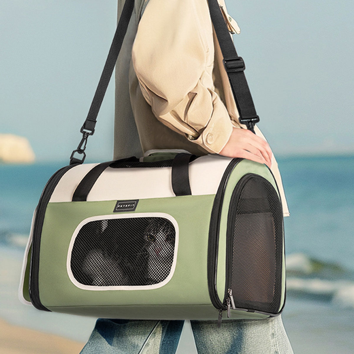 PETSFIT Ventilated Cat Carrier - Large Travel Bag