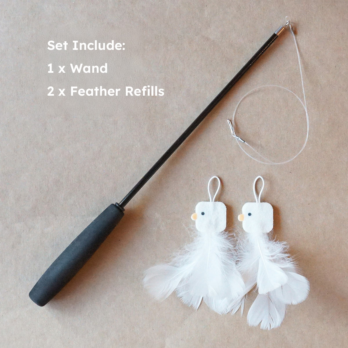 PURROOM Feather Cat Teaser Wand Set
